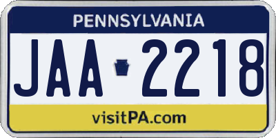 PA license plate JAA2218