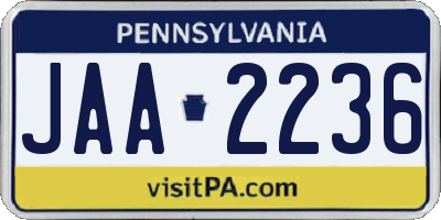 PA license plate JAA2236