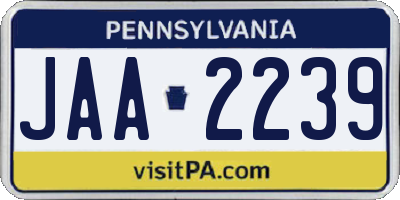 PA license plate JAA2239