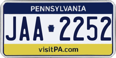 PA license plate JAA2252