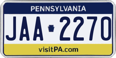 PA license plate JAA2270