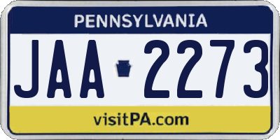 PA license plate JAA2273