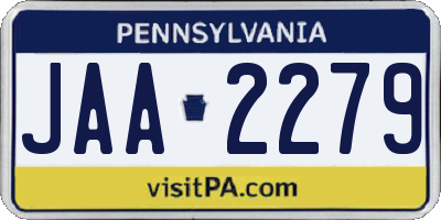 PA license plate JAA2279