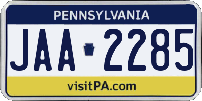 PA license plate JAA2285