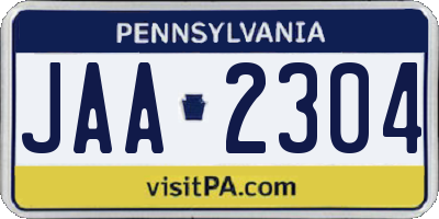 PA license plate JAA2304