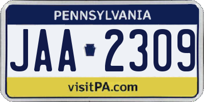 PA license plate JAA2309