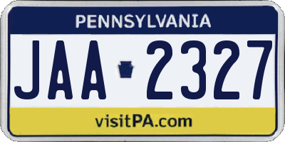 PA license plate JAA2327