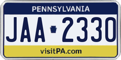 PA license plate JAA2330