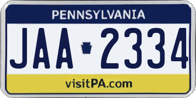 PA license plate JAA2334