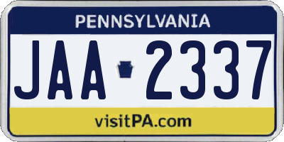 PA license plate JAA2337