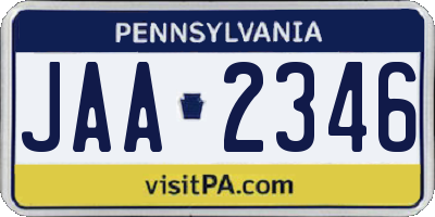 PA license plate JAA2346