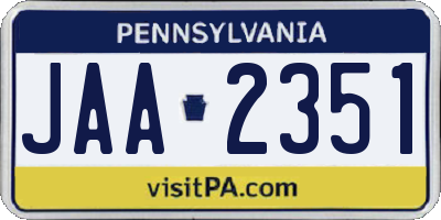 PA license plate JAA2351