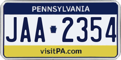 PA license plate JAA2354