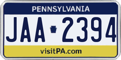 PA license plate JAA2394