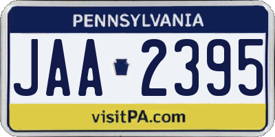 PA license plate JAA2395