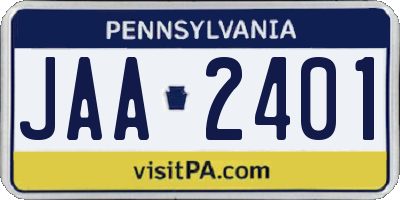 PA license plate JAA2401