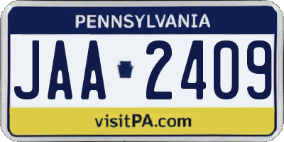 PA license plate JAA2409