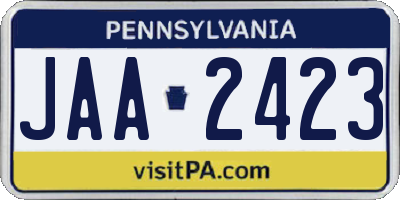 PA license plate JAA2423
