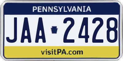 PA license plate JAA2428