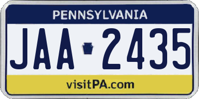 PA license plate JAA2435