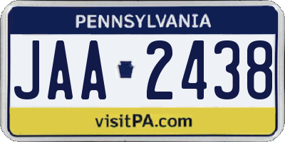 PA license plate JAA2438