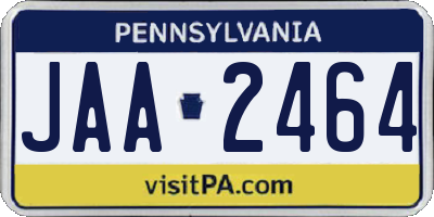 PA license plate JAA2464
