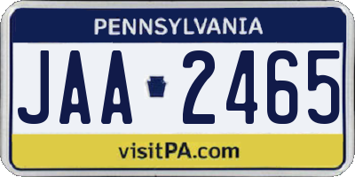 PA license plate JAA2465