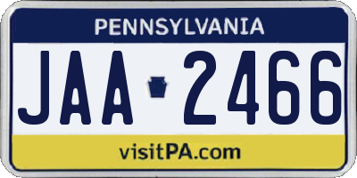 PA license plate JAA2466