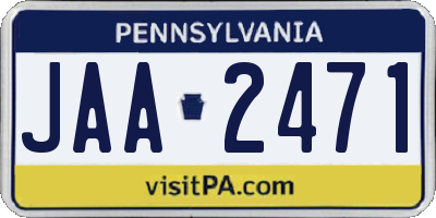 PA license plate JAA2471