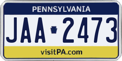 PA license plate JAA2473