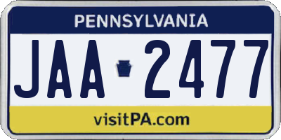 PA license plate JAA2477