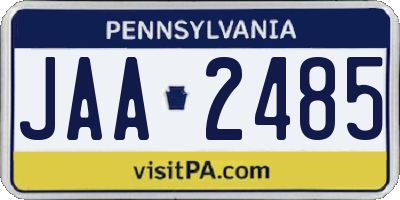 PA license plate JAA2485