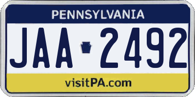 PA license plate JAA2492