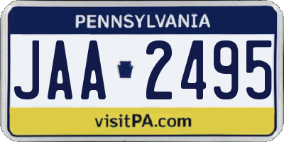 PA license plate JAA2495