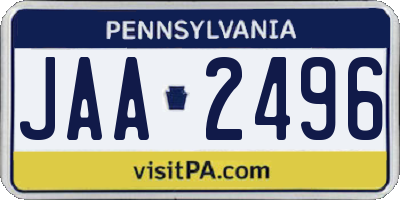 PA license plate JAA2496