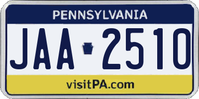 PA license plate JAA2510