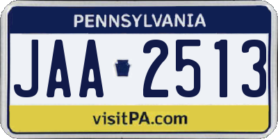PA license plate JAA2513