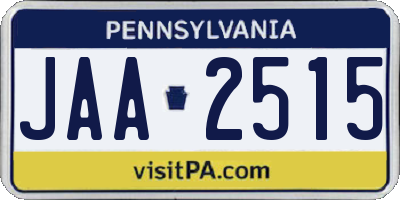 PA license plate JAA2515