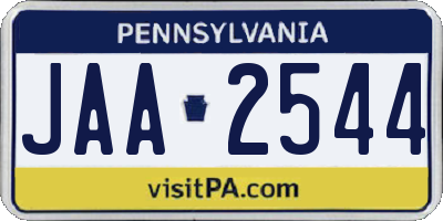 PA license plate JAA2544