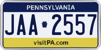 PA license plate JAA2557