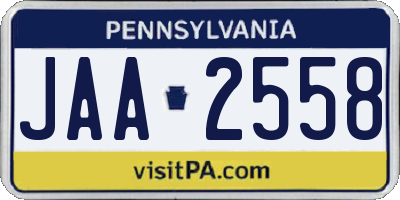 PA license plate JAA2558