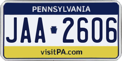 PA license plate JAA2606