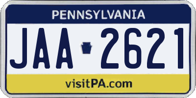 PA license plate JAA2621