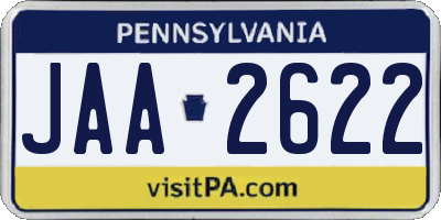PA license plate JAA2622