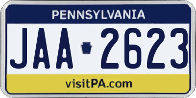 PA license plate JAA2623