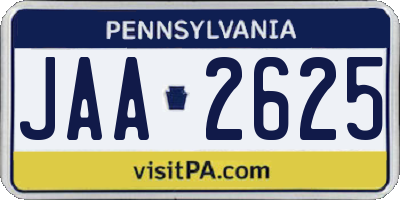 PA license plate JAA2625