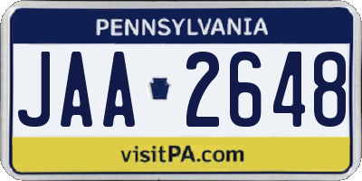 PA license plate JAA2648