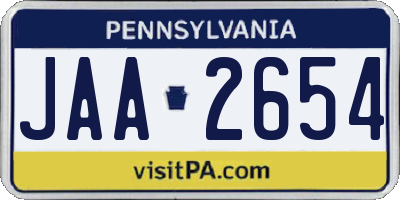 PA license plate JAA2654