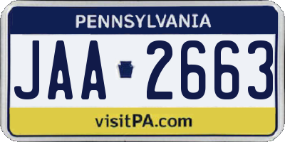 PA license plate JAA2663