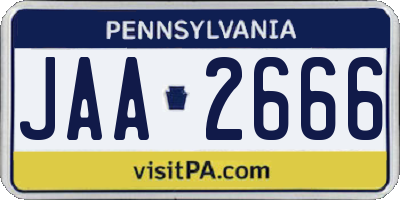 PA license plate JAA2666